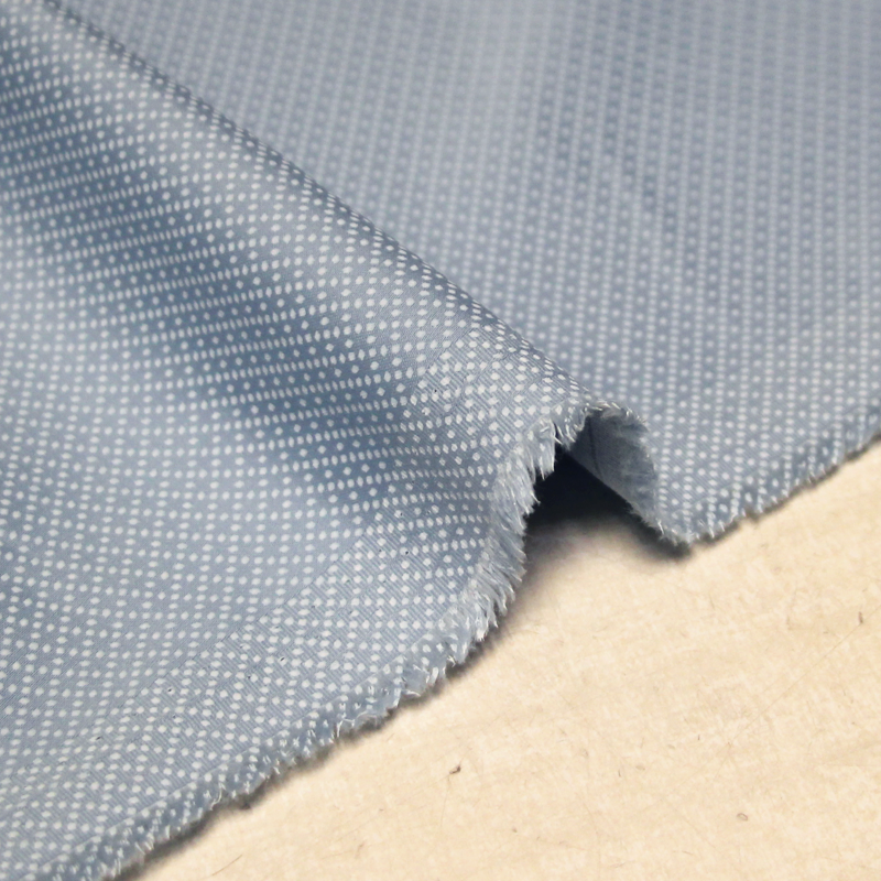 Satin coton & élasthanne - Pointillé blanc fond bleu clair