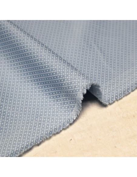 Satin coton & élasthanne - Pointillé blanc fond bleu clair
