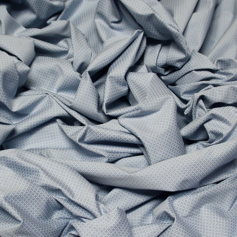 Satin coton & élasthanne - Pointillé blanc fond bleu clair