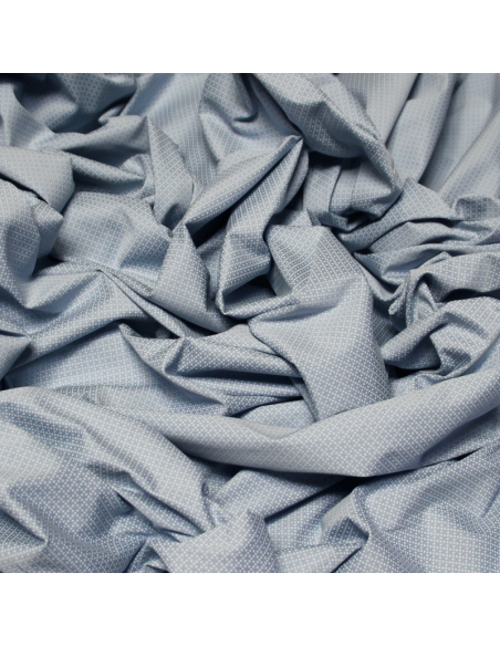 Satin coton & élasthanne - Pointillé blanc fond bleu clair