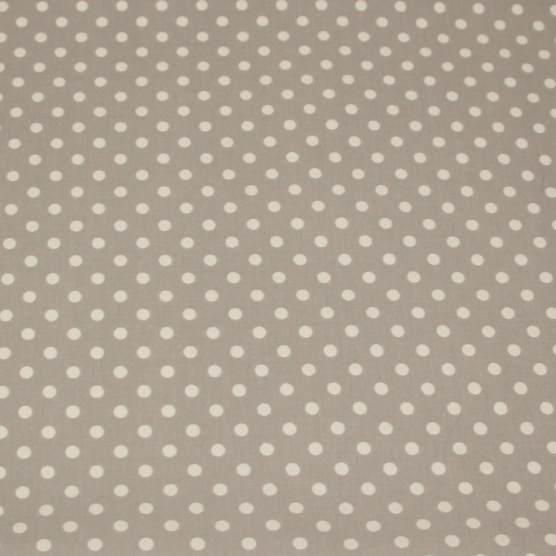 Satin coton & élasthanne - Pois fond gris clair