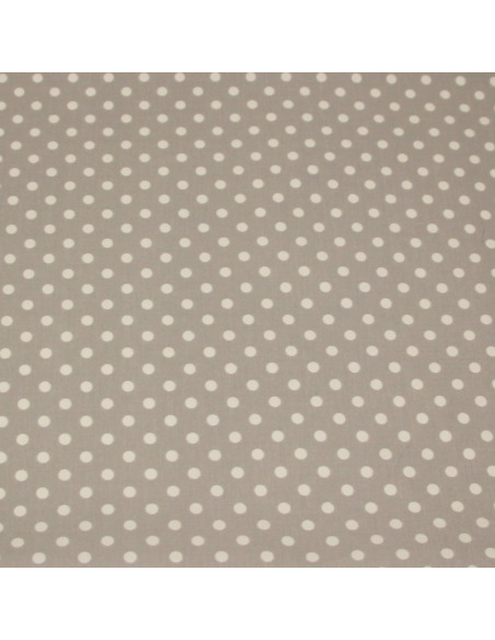 Satin coton & élasthanne - Pois fond gris clair