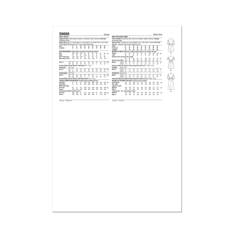 Patron Simplicity 9888.H5 (34-42) - Robe-chemise décontractée à taille élastique