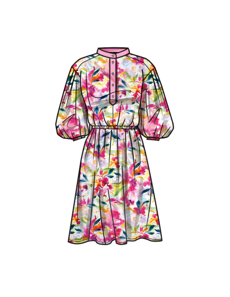 Patron Simplicity 9888.H5 (34-42) - Robe-chemise décontractée à taille élastique