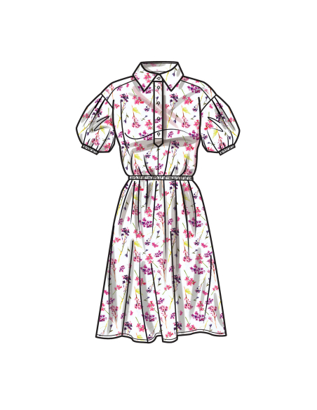Patron Simplicity 9888.H5 (34-42) - Robe-chemise décontractée à taille élastique