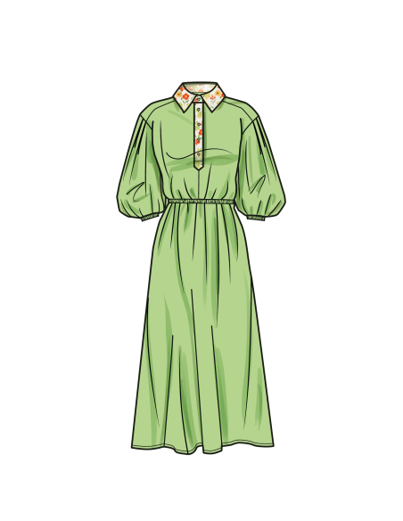 Patron Simplicity 9888.R5 (42-50) - Robe-chemise décontractée à taille élastique