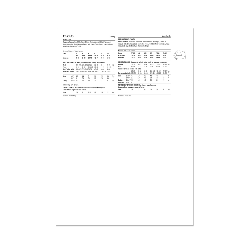 Patron Simplicity 9893 - Cape trench courte par Mimi G Style