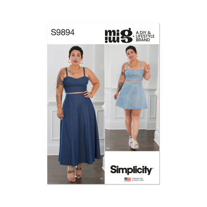 Patron Simplicity 9894.AA (38-46) - Ensemble corset court et jupe en deux longueurs