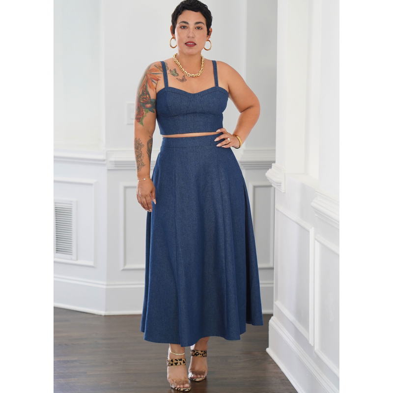 Patron Simplicity 9894.AA (38-46) - Ensemble corset court et jupe en deux longueurs