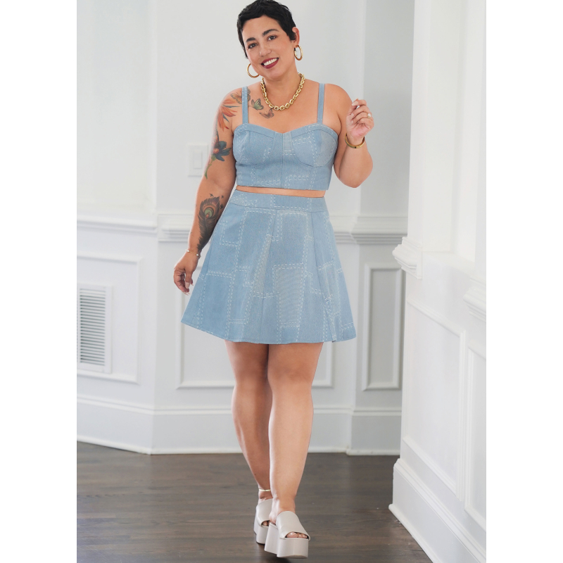 Patron Simplicity 9894.AA (38-46) - Ensemble corset court et jupe en deux longueurs