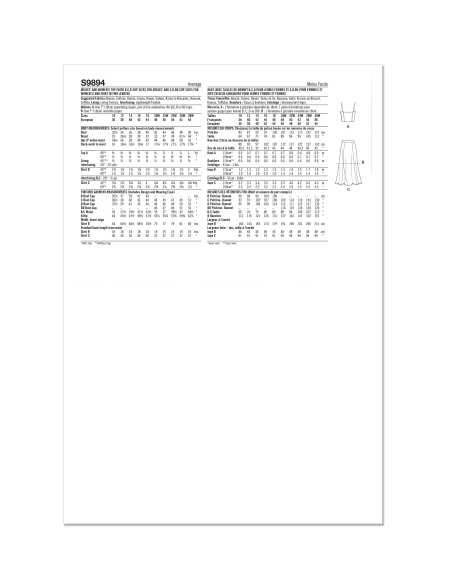 Patron Simplicity 9894.BB (48-56) - Ensemble corset court et jupe en deux longueurs