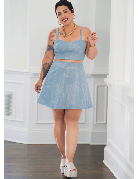 Patron Simplicity 9894.BB (48-56) - Ensemble corset court et jupe en deux longueurs