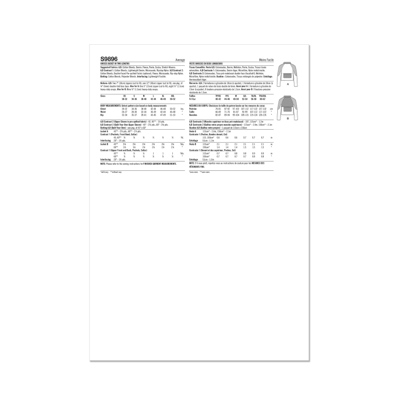 Patron Simplicity 9896.A - Sweat-shirt unisexe à manches raglan