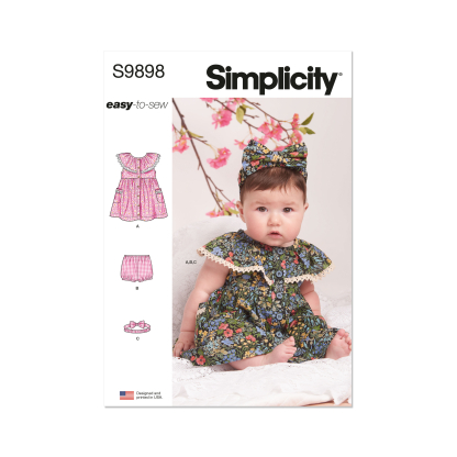 Patron Simplicity 9898.A - Robe, culotte et bandeau pour bébés