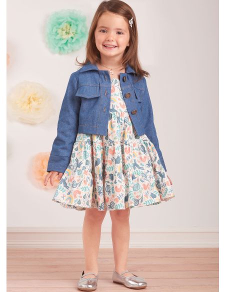 Patron Simplicity 9899.A - Veste en jean et robes à volants pour tout-petits