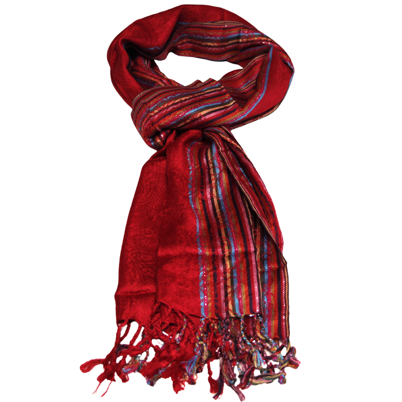 Étole 100% viscose - Jaipur rouge rosé