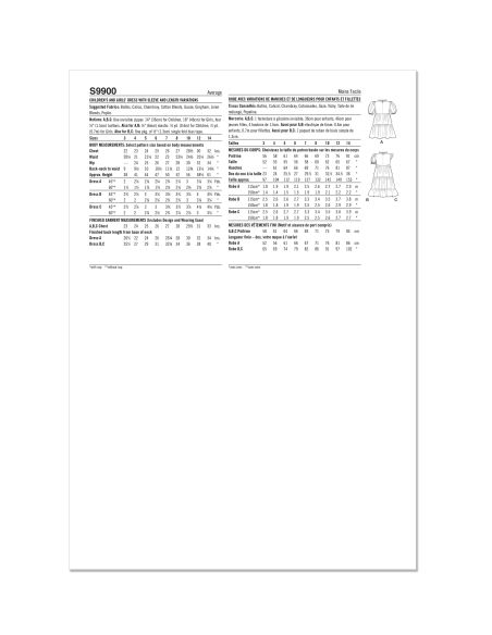 Patron Simplicity 9900.HH (3-6) - Robe à étages pour enfants avec variations de manches et de longueur