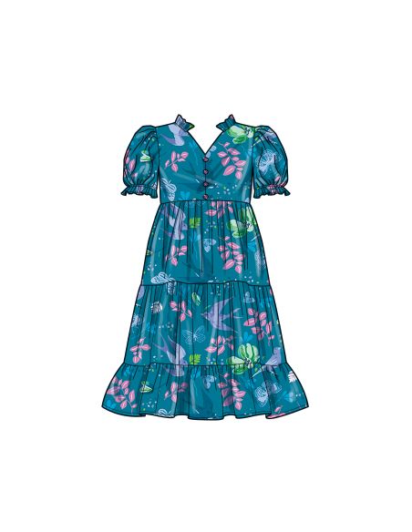 Patron Simplicity 9900.HH (3-6) - Robe à étages pour enfants avec variations de manches et de longueur