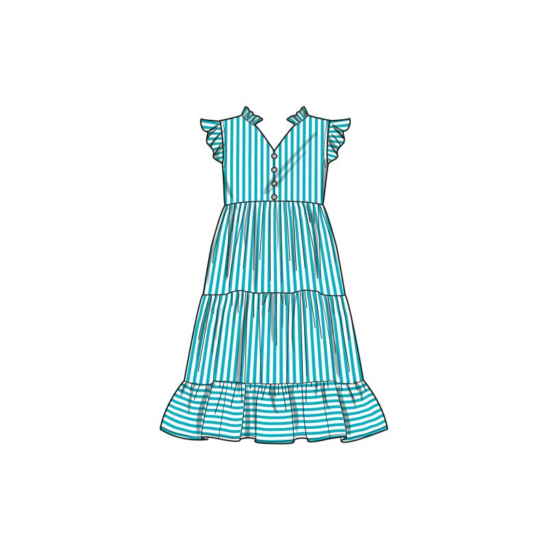 Patron Simplicity 9900.HH (3-6) - Robe à étages pour enfants avec variations de manches et de longueur