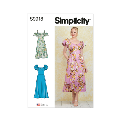 Patron Simplicity 9918.D5 (32-40) - Robe à encolure cœur avec variations de manches et de longueur