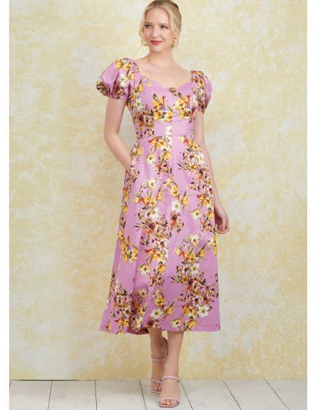 Patron Simplicity 9918.P5 (40-48) - Robe à encolure cœur avec variations de manches et de longueur