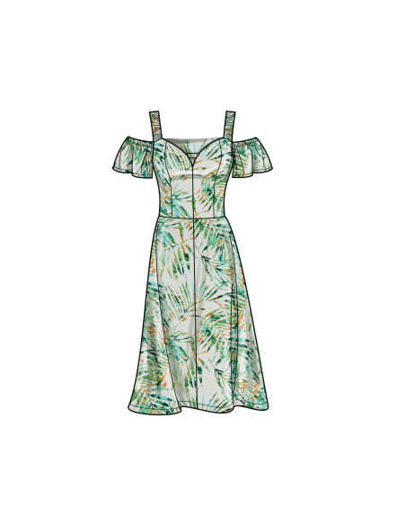 Patron Simplicity 9918.P5 (40-48) - Robe à encolure cœur avec variations de manches et de longueur