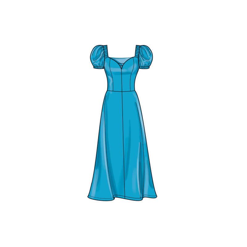 Patron Simplicity 9918.P5 (40-48) - Robe à encolure cœur avec variations de manches et de longueur