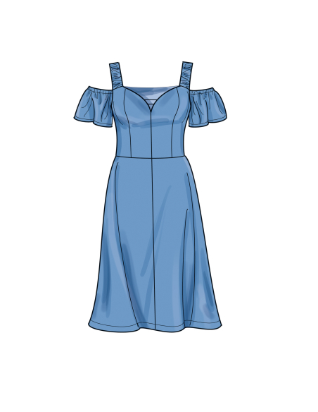 Patron Simplicity 9919.W2 (48-56) - Robe à encolure cœur avec variations de manches et de longueur