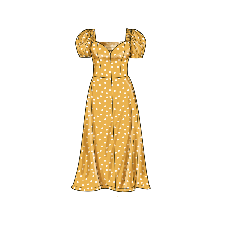 Patron Simplicity 9919.W2 (48-56) - Robe à encolure cœur avec variations de manches et de longueur