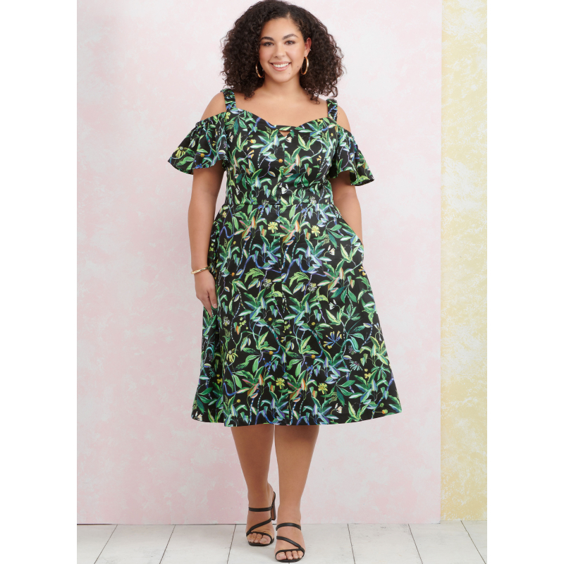 Patron Simplicity 9919.W2 (48-56) - Robe à encolure cœur avec variations de manches et de longueur