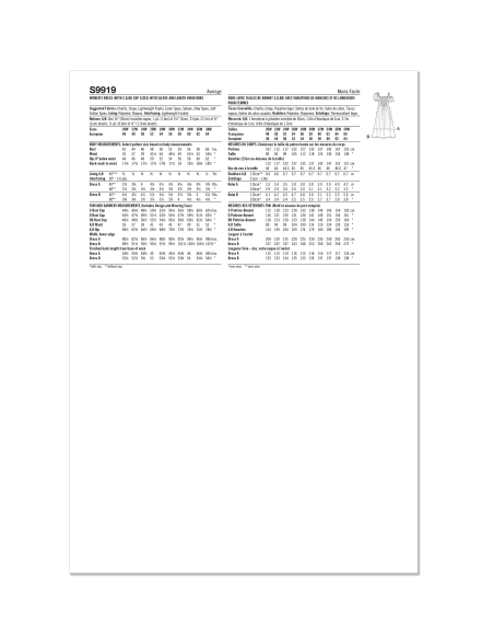 Patron Simplicity 9919.W3 (58-66) - Robe à encolure cœur avec variations de manches et de longueur