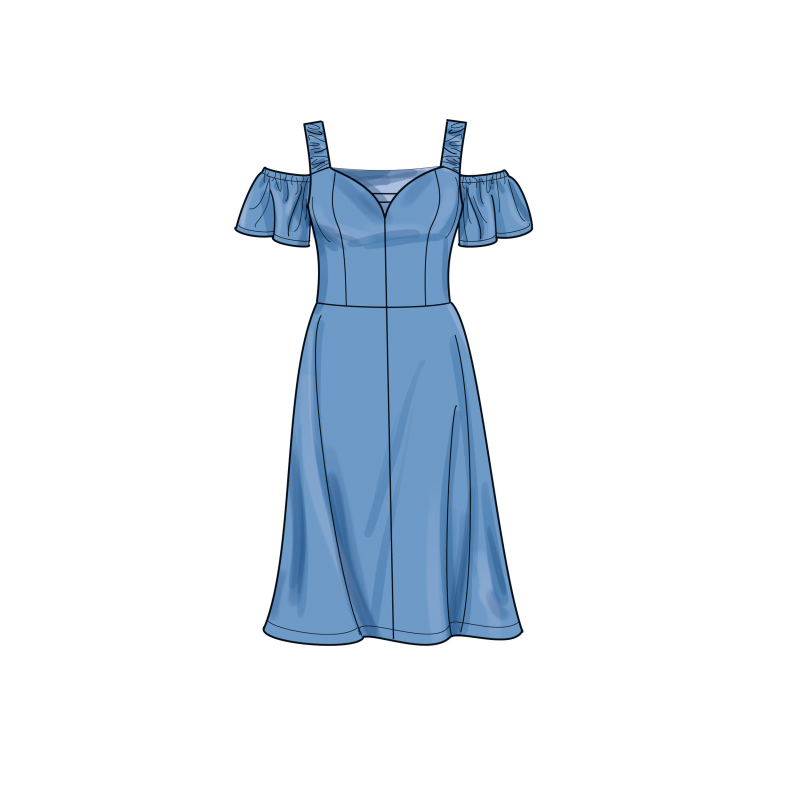 Patron Simplicity 9919.W3 (58-66) - Robe à encolure cœur avec variations de manches et de longueur