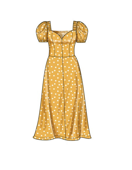 Patron Simplicity 9919.W3 (58-66) - Robe à encolure cœur avec variations de manches et de longueur