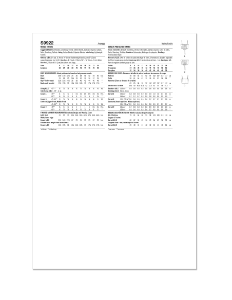 Patron Simplicity 9922.H5 (34-42) - Haut décontracté avec variations de manches