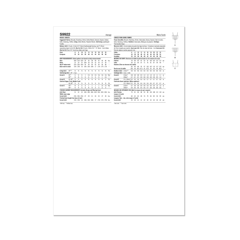 Patron Simplicity 9922.U5 (44-52) - Haut décontracté avec variations de manches