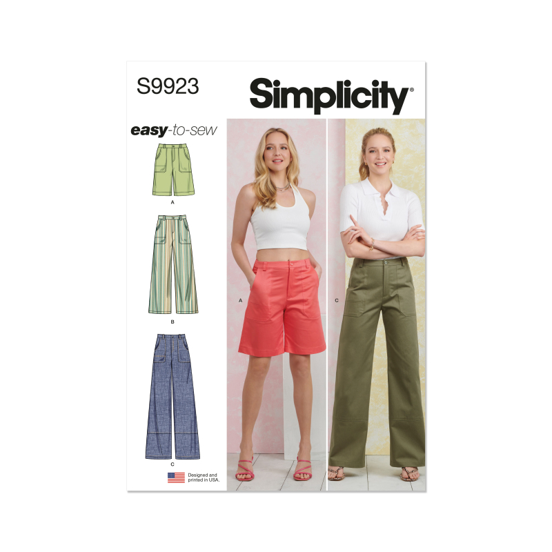 Patron Simplicity 9923.K5 (36-44) - Pantalon et short pour femme avec poches et fermeture éclair