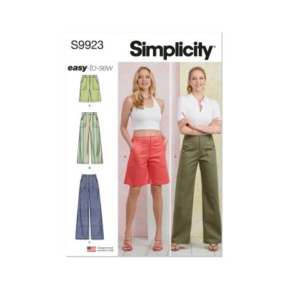 Patron Simplicity 9923.Y5 (46-54) - Pantalon et short pour femme avec poches et fermeture éclair