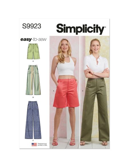 Patron Simplicity 9923.Y5 (46-54) - Pantalon et short pour femme avec poches et fermeture éclair