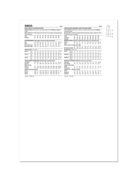 Patron Simplicity 9923.Y5 (46-54) - Pantalon et short pour femme avec poches et fermeture éclair