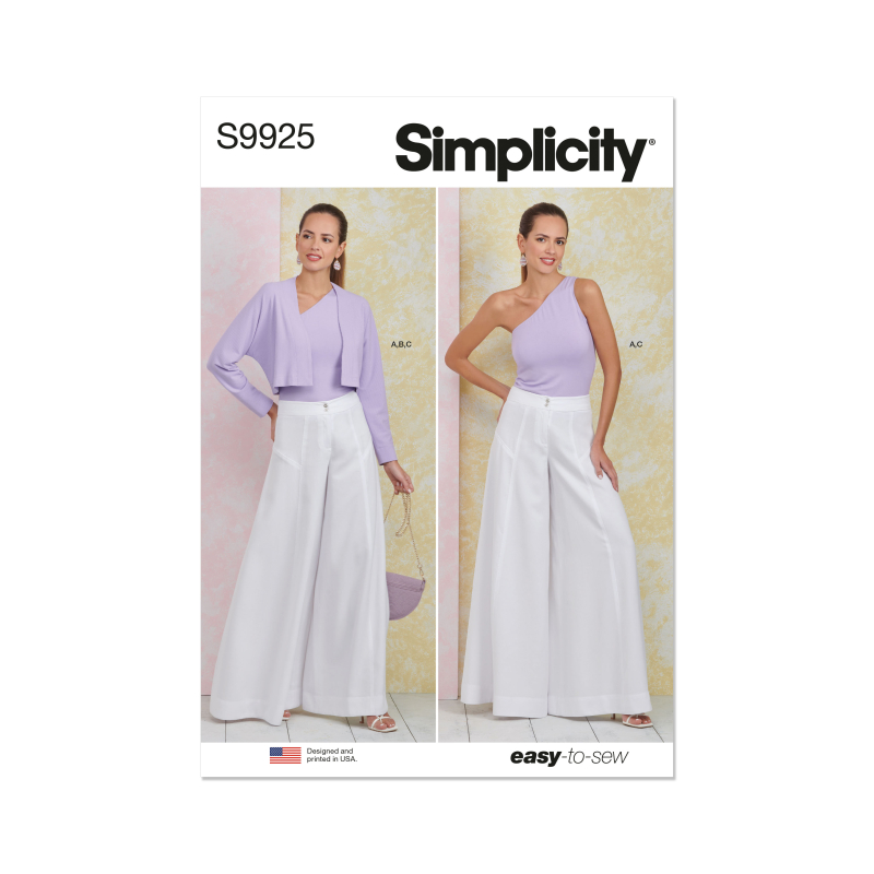 Patron Simplicity 9925.H5 (34-42) - Ensemble pantalon, top asymétrique et boléro pour femme