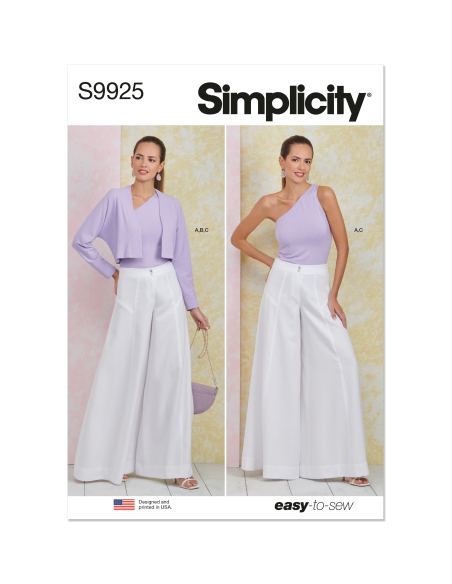 Patron Simplicity 9925.H5 (34-42) - Ensemble pantalon, top asymétrique et boléro pour femme
