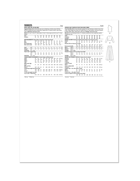 Patron Simplicity 9925.U5 (44-52) - Ensemble pantalon, top asymétrique et boléro pour femme