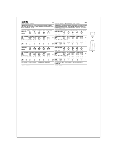 Patron Simplicity 9929.AA (32-50) -  Ensemble détente avec top drapé et pantalon large