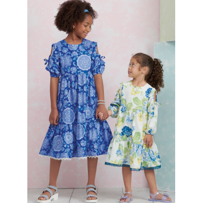 Patron Simplicity 9933.HH (3-6) -  Robe à étages pour enfants et jeunes filles avec variations de manches 2