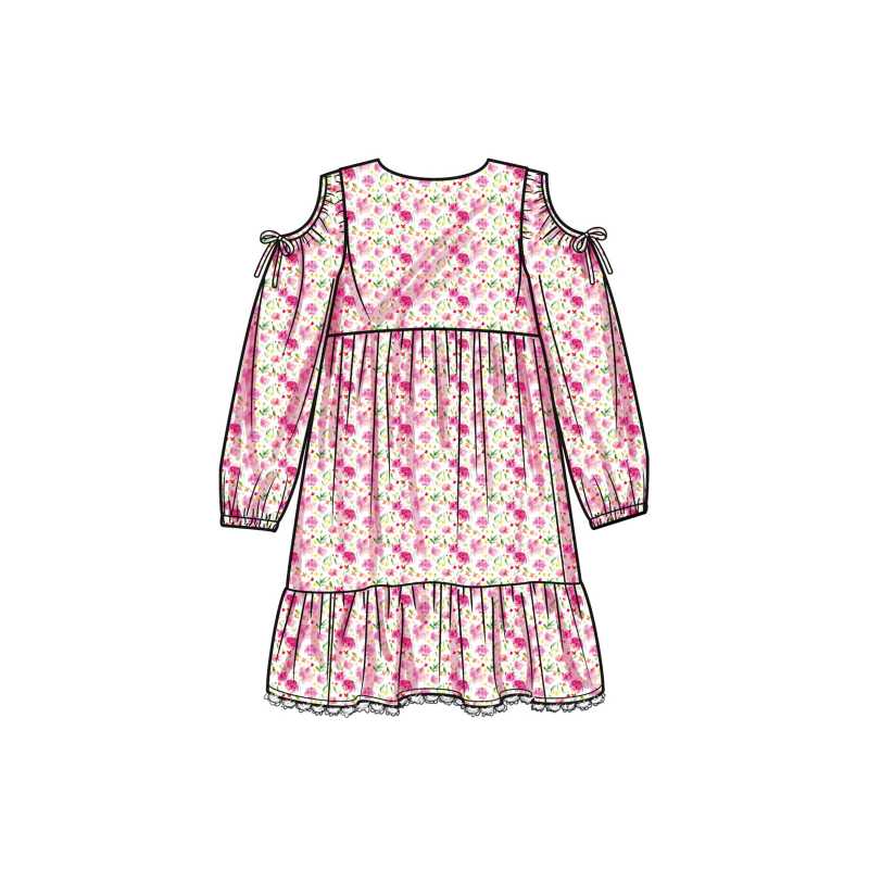 Patron Simplicity 9933.HH (3-6) -  Robe à étages pour enfants et jeunes filles avec variations de manches