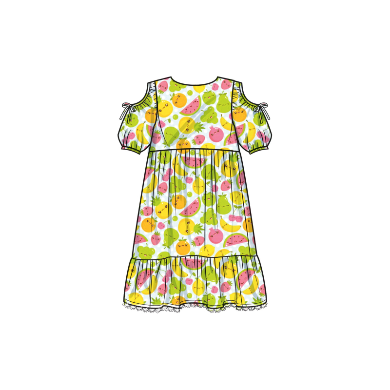 Patron Simplicity 9933.HH (3-6) -  Robe à étages pour enfants et jeunes filles avec variations de manches