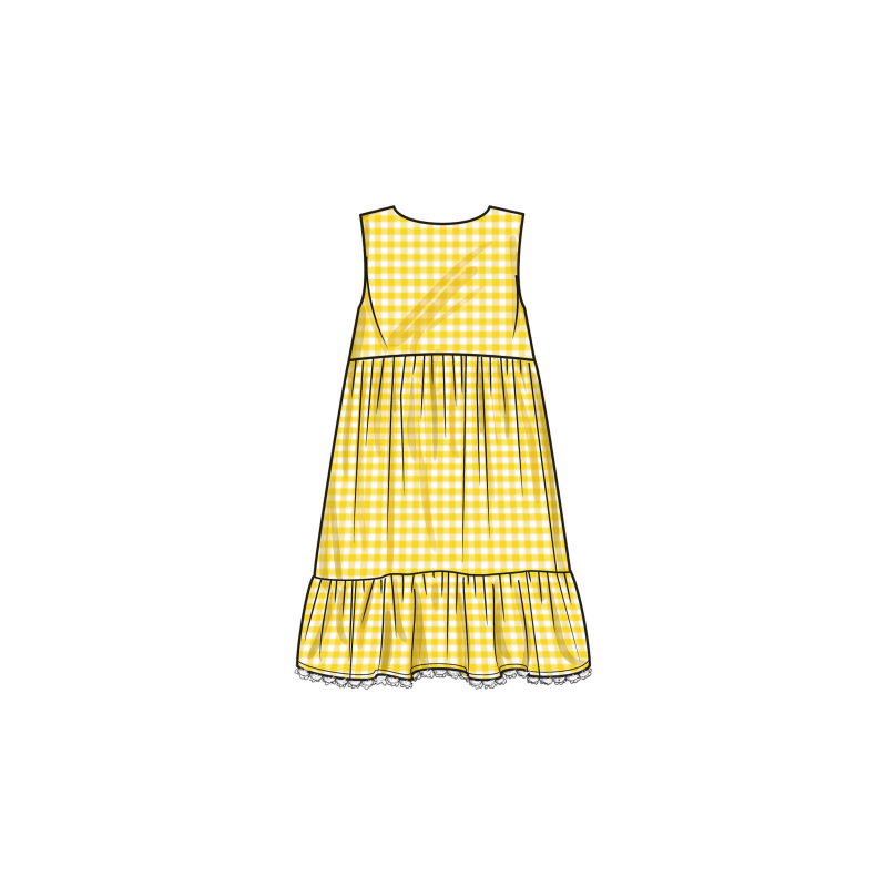 Patron Simplicity 9933.HH (3-6) -  Robe à étages pour enfants et jeunes filles avec variations de manches