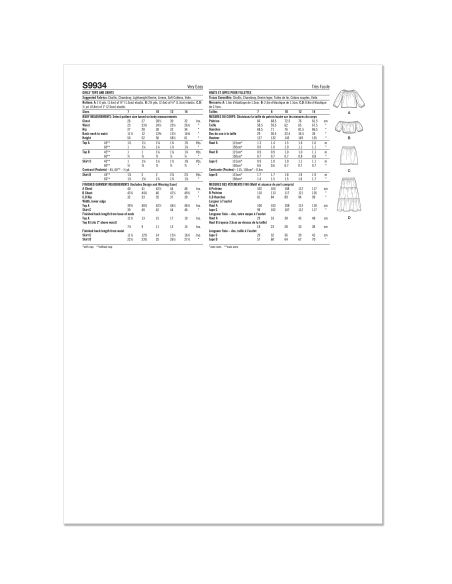 Patron Simplicity 9934.A (7-14) - Ensembles de hauts et jupes