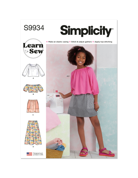 Patron Simplicity 9934.A (7-14) - Ensembles de hauts et jupes