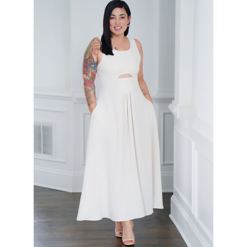 Patron Simplicity 9946.K5 (36-44) - Robe à encolure profonde ou dégagée avec découpes modernes